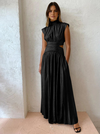 Maxi Jurk met Cut-out Detail en Plooi