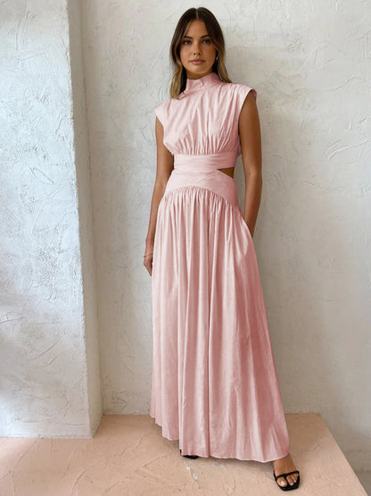 Maxi Jurk Plooirok met Cut Out Detail Zomerjurk