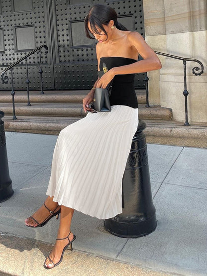 Vrouwelijke Bustier Top met Lange Maxi Rok