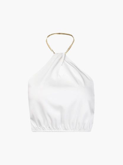 Mouwloze Zomer Top – Satijn Crop Top Vrouw