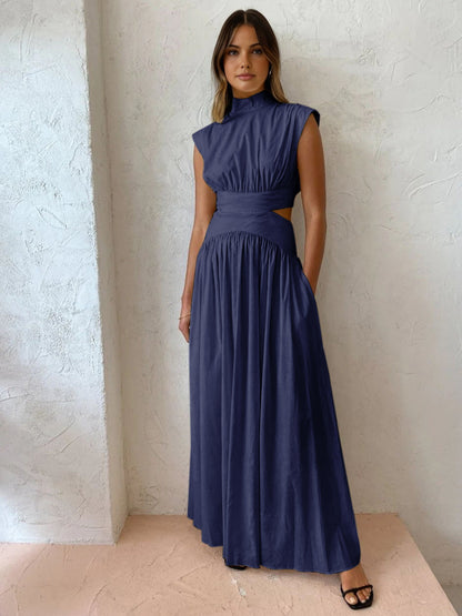 Maxi Jurk Plooirok met Cut Out Detail Zomerjurk