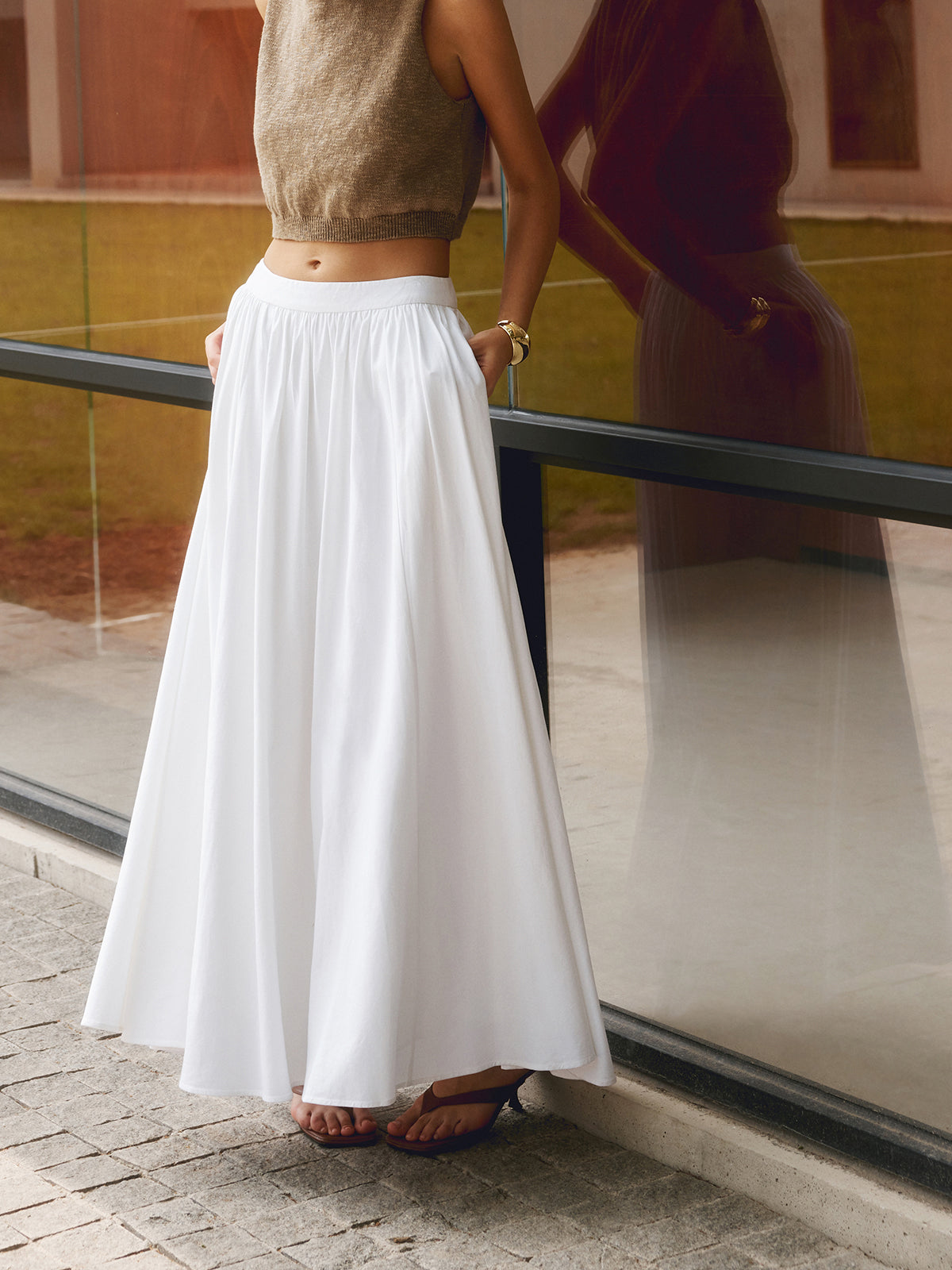 Hoge Taille Maxi Rok Dames Plissé Stijl