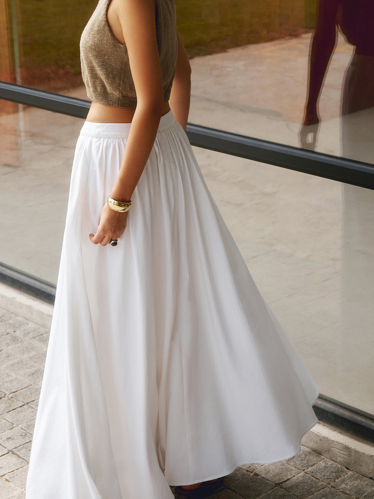 Hoge Taille Maxi Rok Dames Plissé Stijl