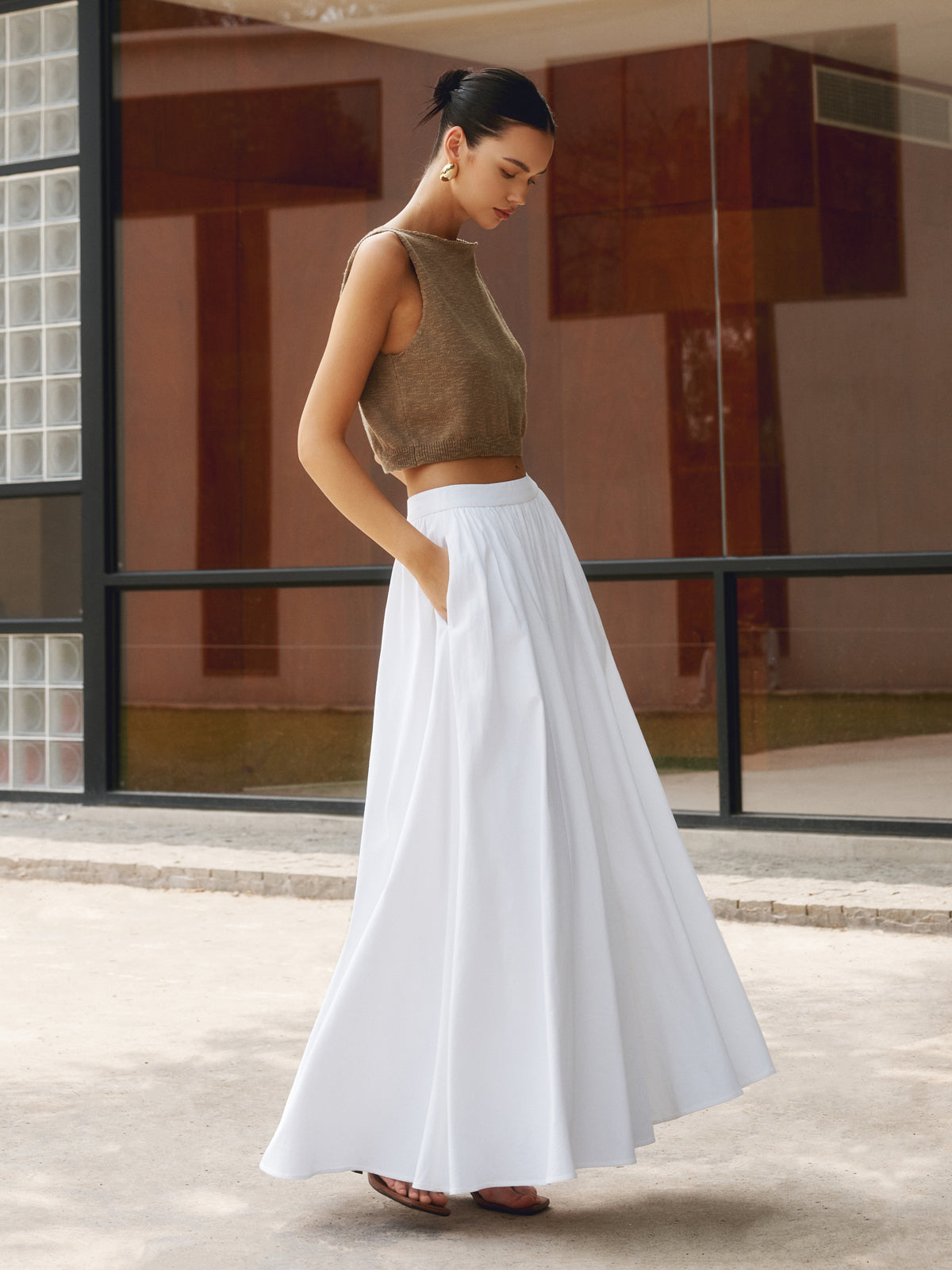 Hoge Taille Maxi Rok Dames Plissé Stijl - StudioMarella