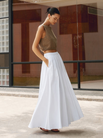 Hoge Taille Maxi Rok Dames Plissé Stijl - StudioMarella