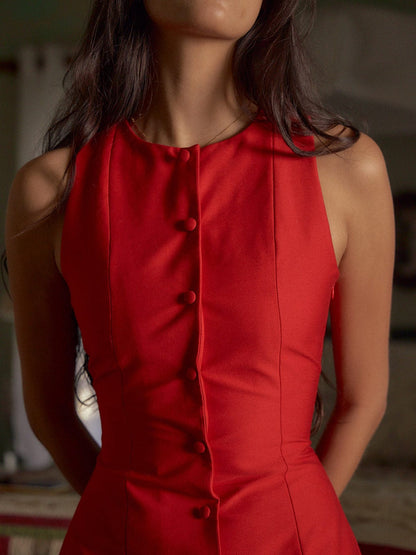 Katoenen Jurk Zomerjurk Vrouw Mouwloos Elegant