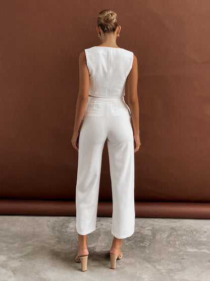 Dames Broek Straight Leg Asymmetrisch Model Stijlvol Driekwart