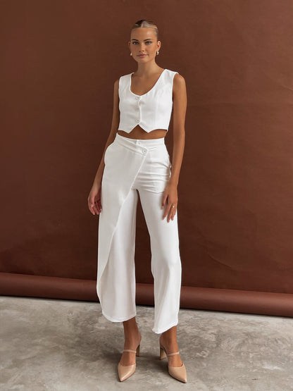 Dames Broek Straight Leg Asymmetrisch Model Stijlvol Driekwart
