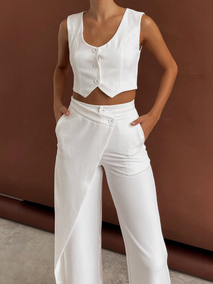 Dames Broek Straight Leg Asymmetrisch Model Stijlvol Driekwart