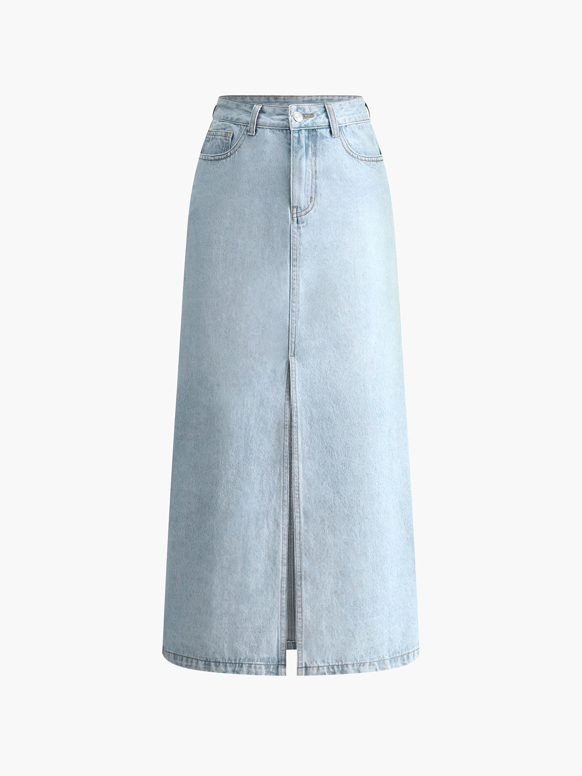 Dames Midi Rok Jeans Blauw Met Voorsplit - StudioMarella