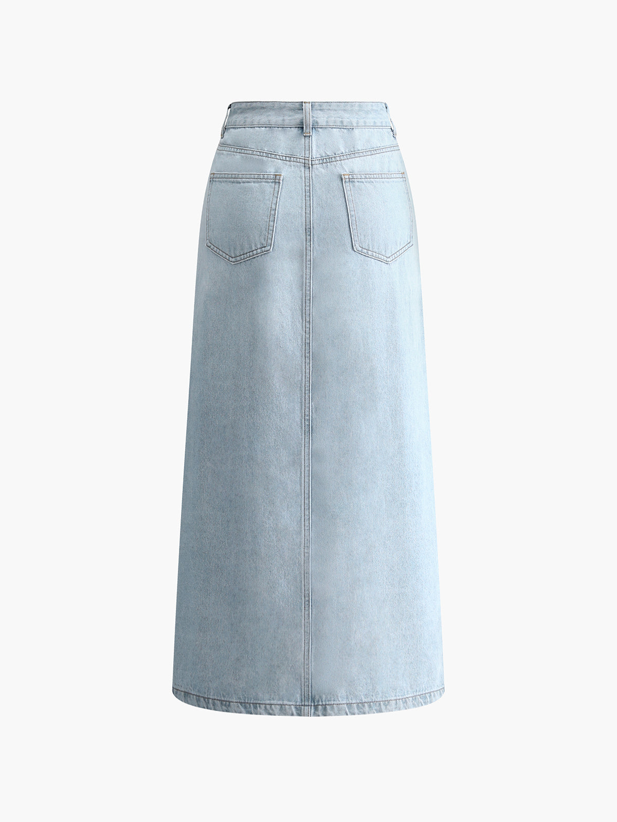Dames Midi Rok Jeans Blauw Met Voorsplit