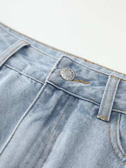 Dames Midi Rok Jeans Blauw Met Voorsplit