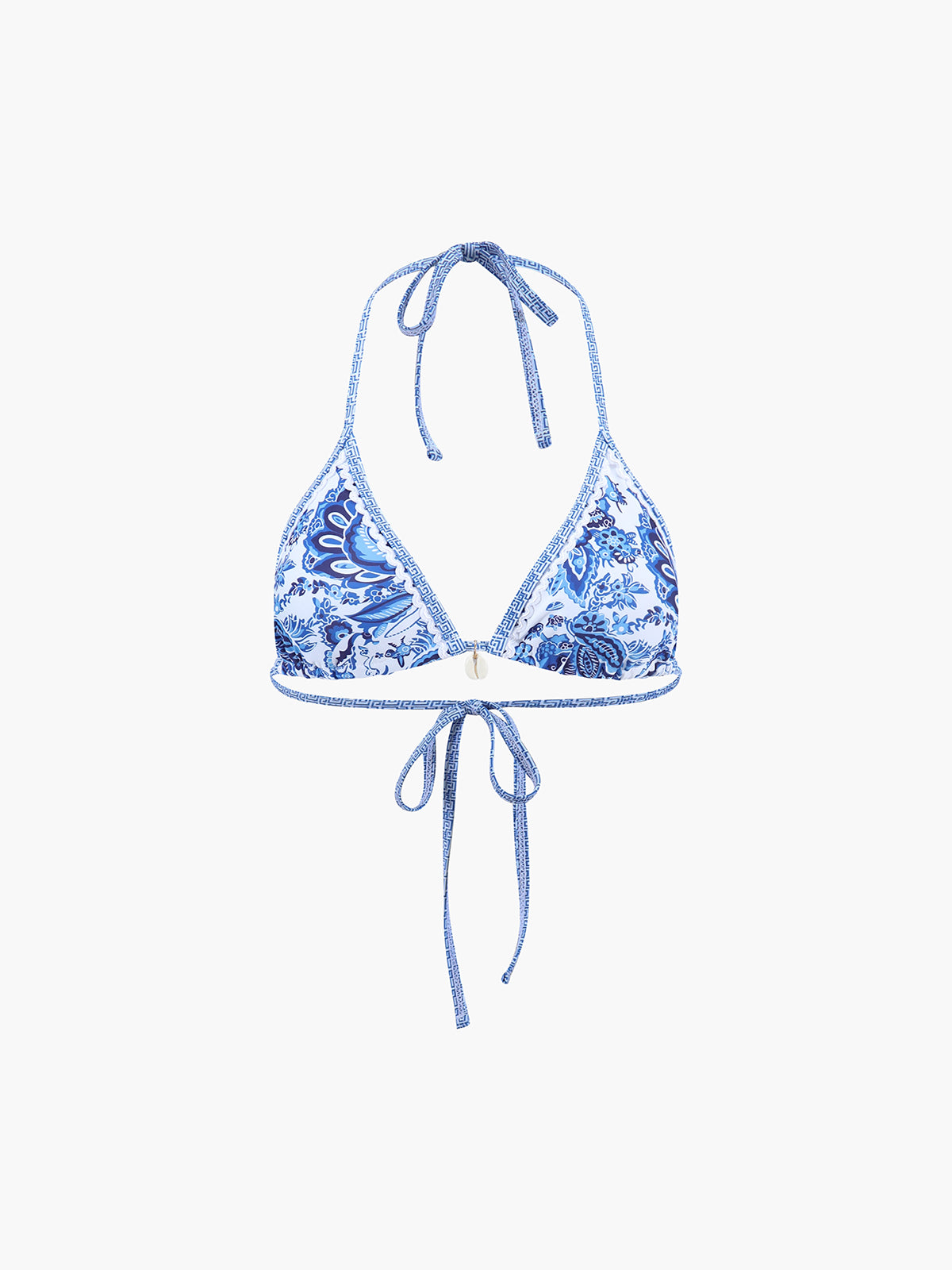 Halter Bikini Set Blauw Gedrukt Stijlvol Strandkleding