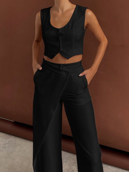 Dames Broek Straight Leg Asymmetrisch Model Stijlvol Driekwart