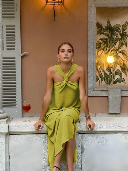 Elegante Avondjurk voor Vrouw Halterneck Maxi Jurk - StudioMarella
