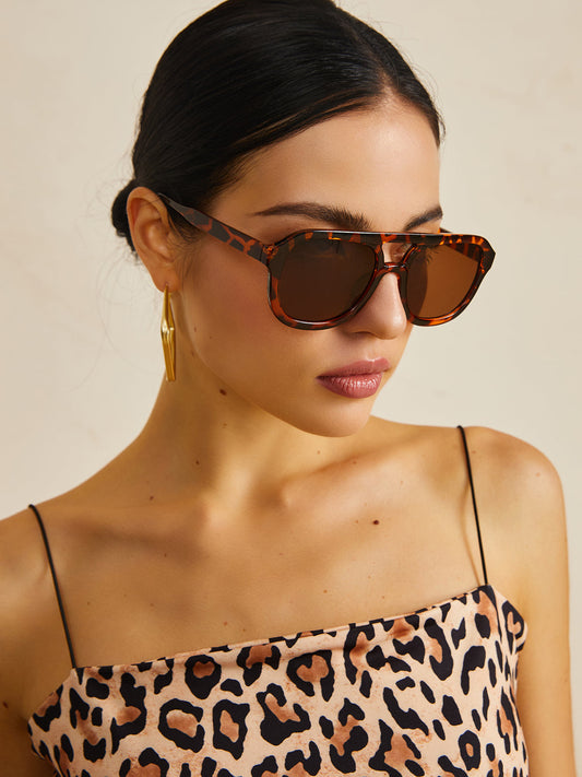 Leopard Print Zonnebril Trendy Damestijl - StudioMarella