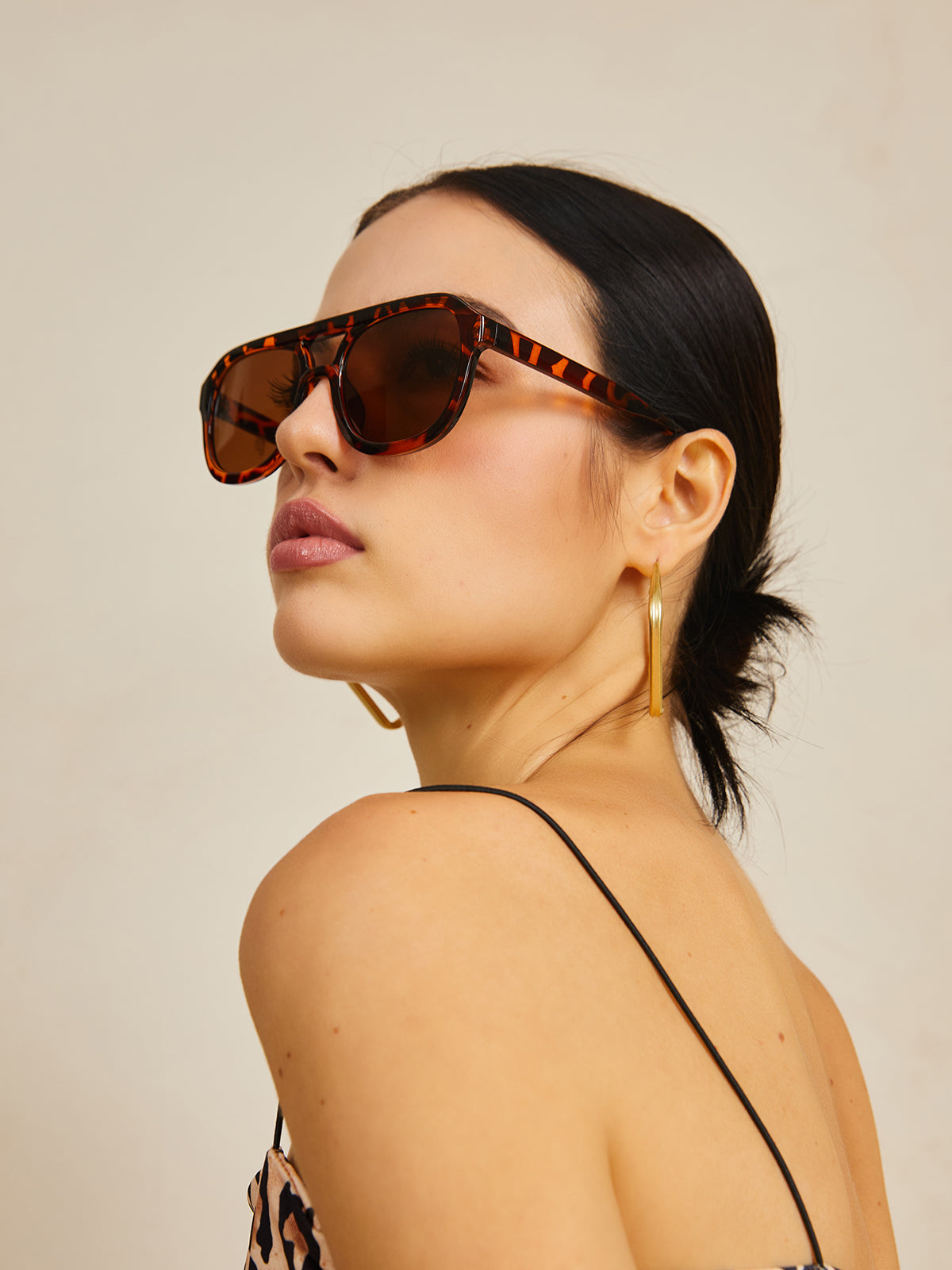 Leopard Print Zonnebril Trendy Damestijl