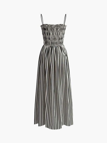 Vrouwen Zomerjurk Strepen Smock Model Elegante Jurk