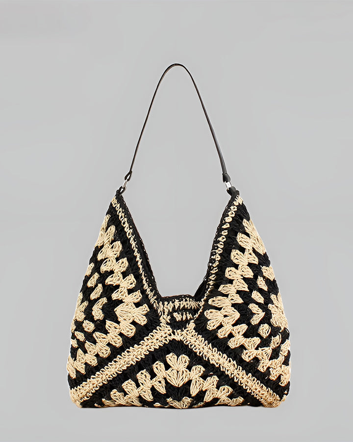 Boho Schoudertas Macramé Gehaakt Stro Vintage Look