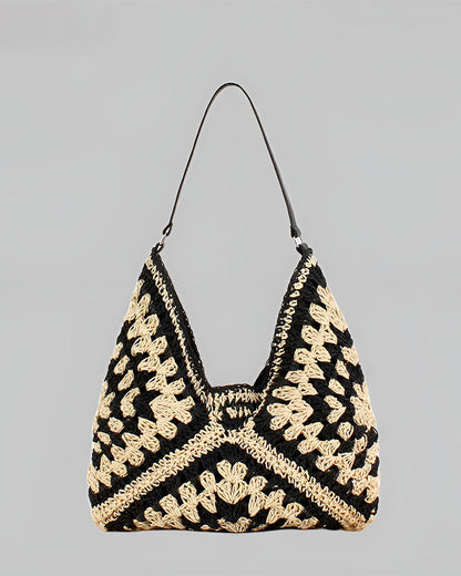 Boho Schoudertas Macramé Gehaakt Stro Vintage Look
