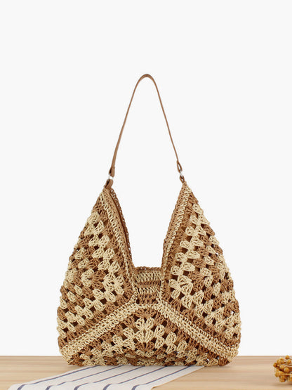 Boho Schoudertas Macramé Gehaakt Stro Vintage Look