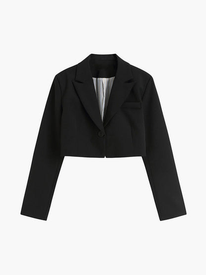 Dames Blazer Zwart Kantoorjasje Kort Modieus Design