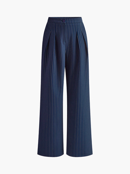 Damesbroek Hoge Taille Gestreept Comfortabel Elegante Wide Leg