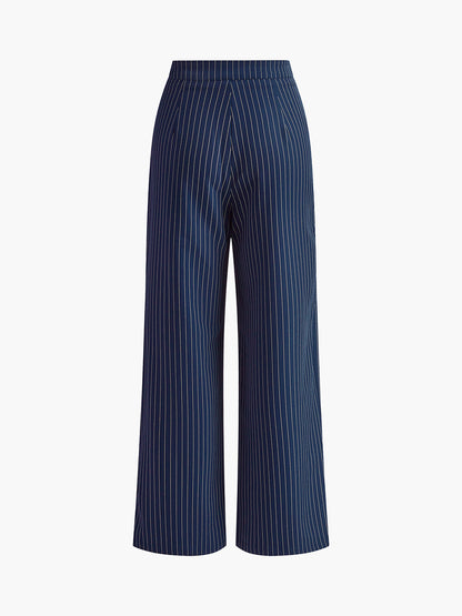 Damesbroek Hoge Taille Gestreept Comfortabel Elegante Wide Leg