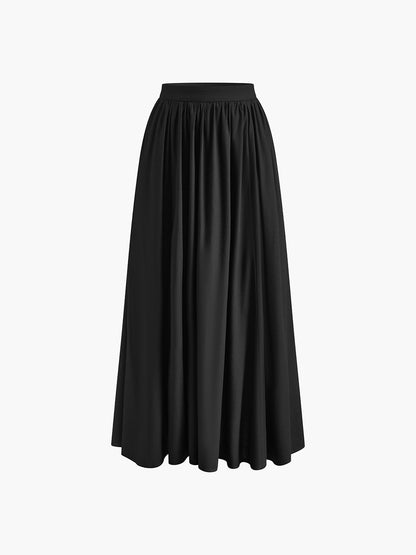 Hoge Taille Maxi Rok Dames Plissé Stijl
