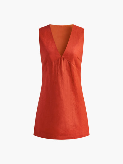 Rode Jurk V-hals Zomerjurk voor Vrouw