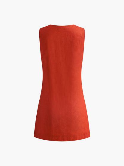 Rode Jurk V-hals Zomerjurk voor Vrouw
