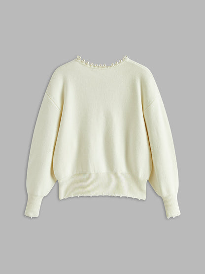 Talicia Cardigan Met Gefranste Randen en Parelmoeren Knopen
