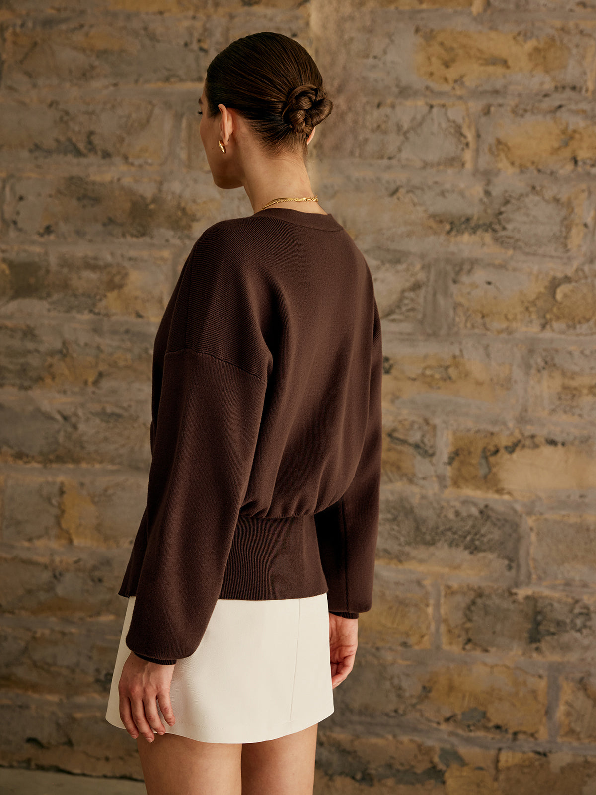 Alyshia Cardigan Effen Kleur Gouden Knopen