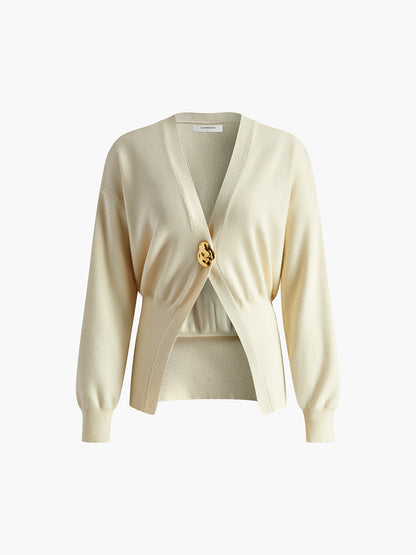 Alyshia Cardigan Effen Kleur Gouden Knopen