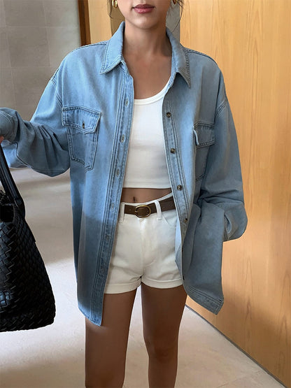 Oversized Jeans Blouse Lose Fit en Comfortabel
