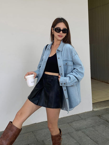 Oversized Jeans Blouse Lose Fit en Comfortabel