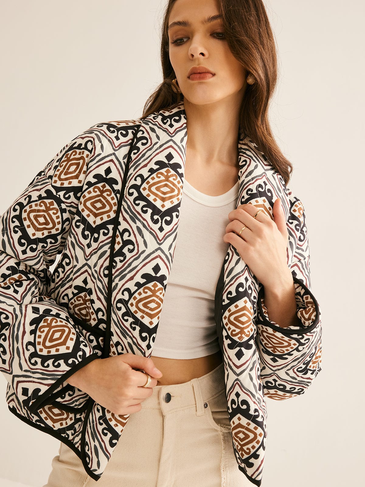 Oversized Steppjas Etnisch Patroon Dames - StudioMarella