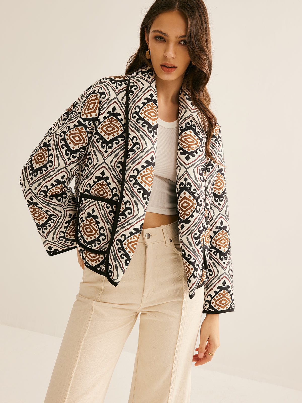 Oversized Steppjas Etnisch Patroon Dames