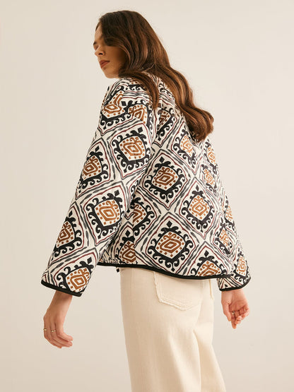 Oversized Steppjas Etnisch Patroon Dames