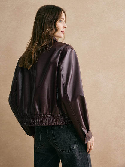 Korte Leren Jas voor Vrouw Modern en Elegant