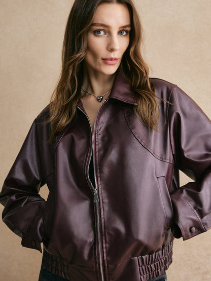 Korte Leren Jas voor Vrouw Modern en Elegant