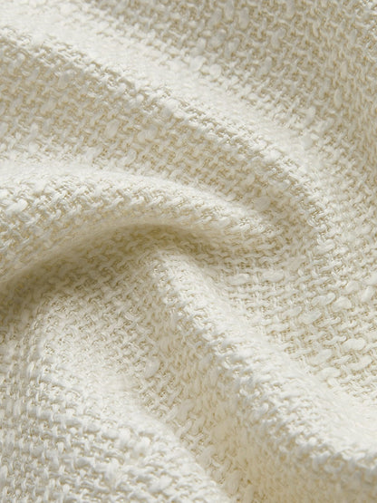 Witte Blazer voor Dames van Tweed met Satijnen Accenten
