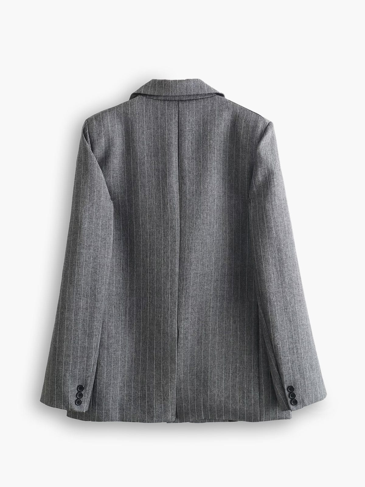 Dames Blazer Grijze Pinstripe Klassieke Oversized Twee Knopen