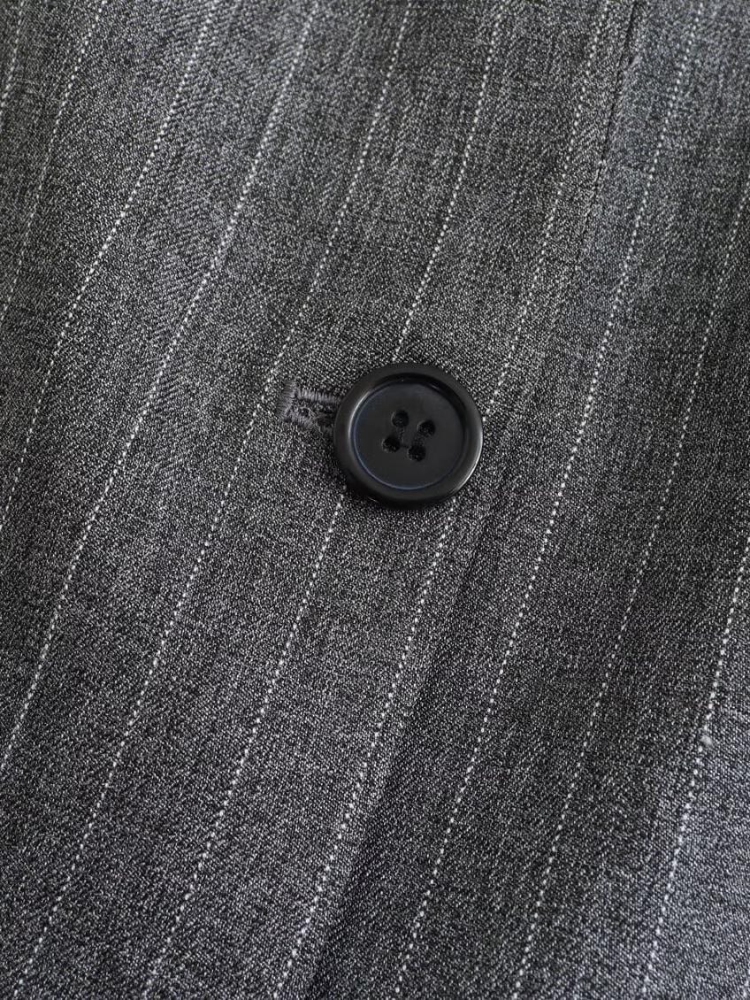 Dames Blazer Grijze Pinstripe Klassieke Oversized Twee Knopen