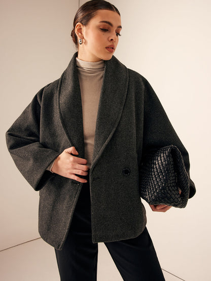 Korte Herfstjas met Zakken - Warme Tweed Jas voor Vrouw