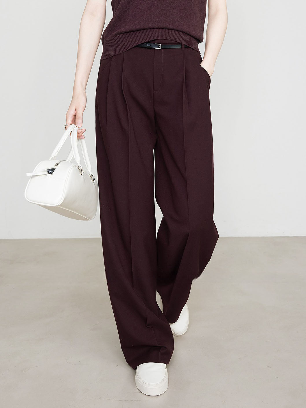 Chino Broek Bordeaux Rood Comfortabele Verena Stijl