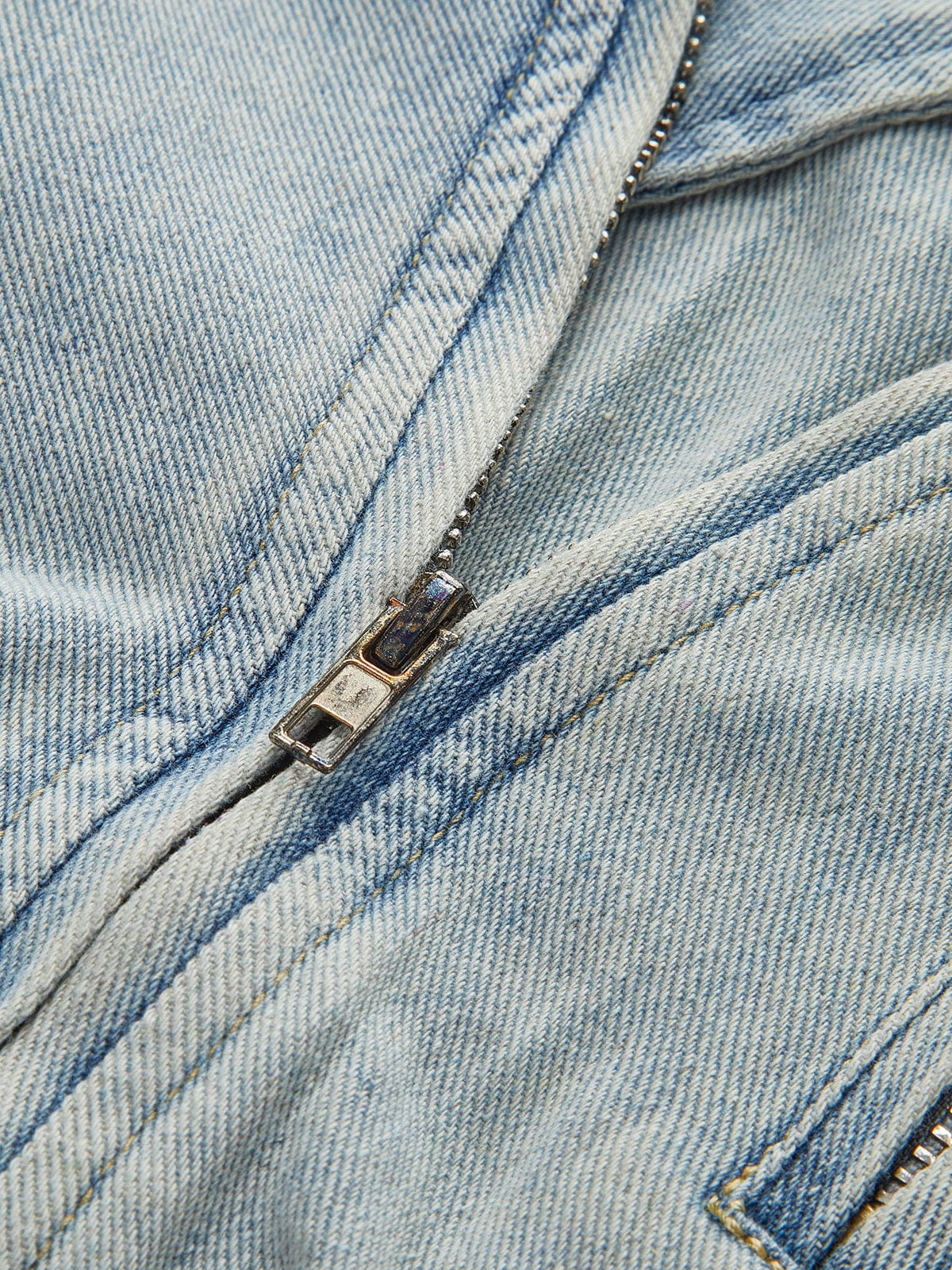 Korte Leren Bikerjas voor Dames Cropped Denim Look