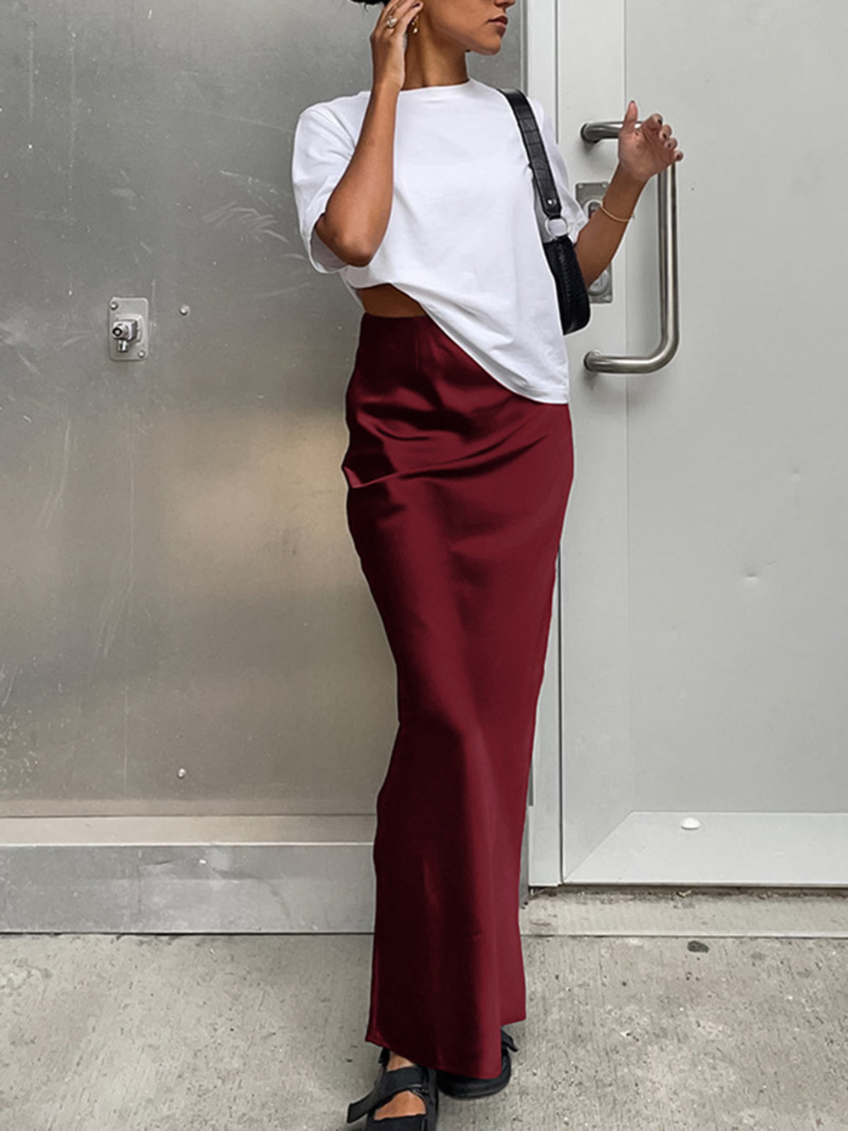 Satijnen Maxi Rok Dames Elegant Lang