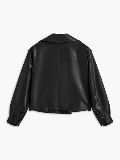 Kunstleder Bikerjack Zwart voor Dames