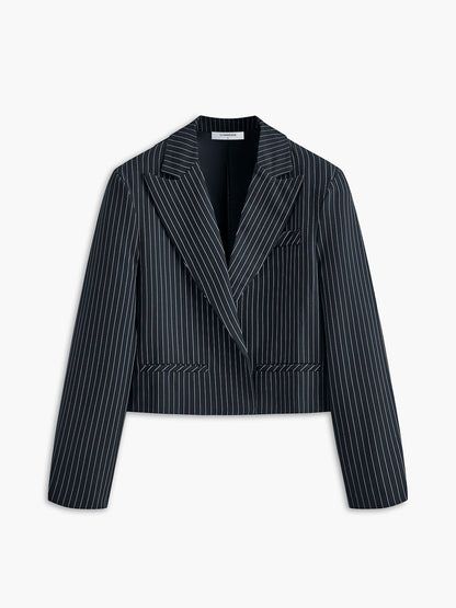 Dames Blazer Gestreept Kort Stijlvol - StudioMarella